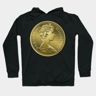 British coin 5 pence with Queen Elizabeth II Hoodie